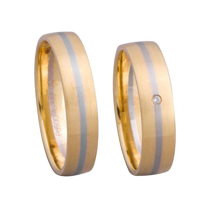 Wedding rings 500 Palladium, 333 Gelbgold