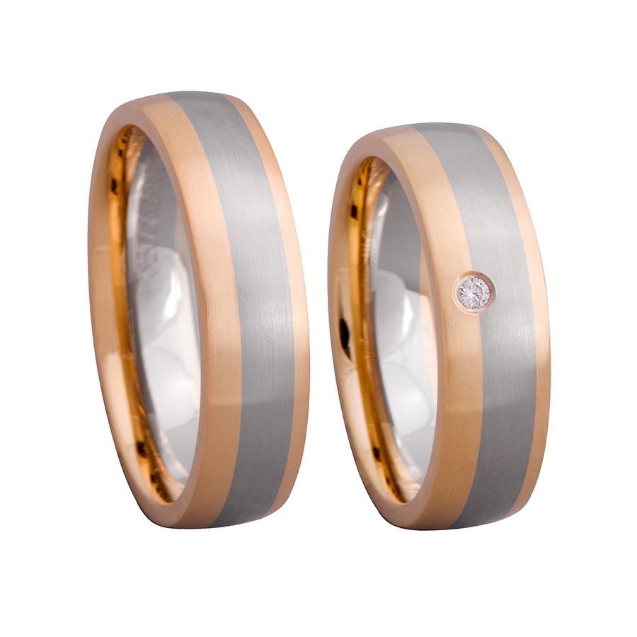 Wedding rings 585 Rotgold, Weißgold+Pd 518111-60