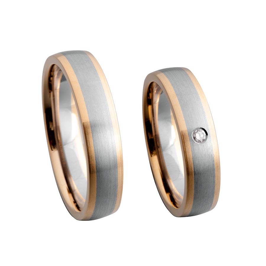 Wedding rings 585 Rotgold, Weißgold+Pd 518114-50