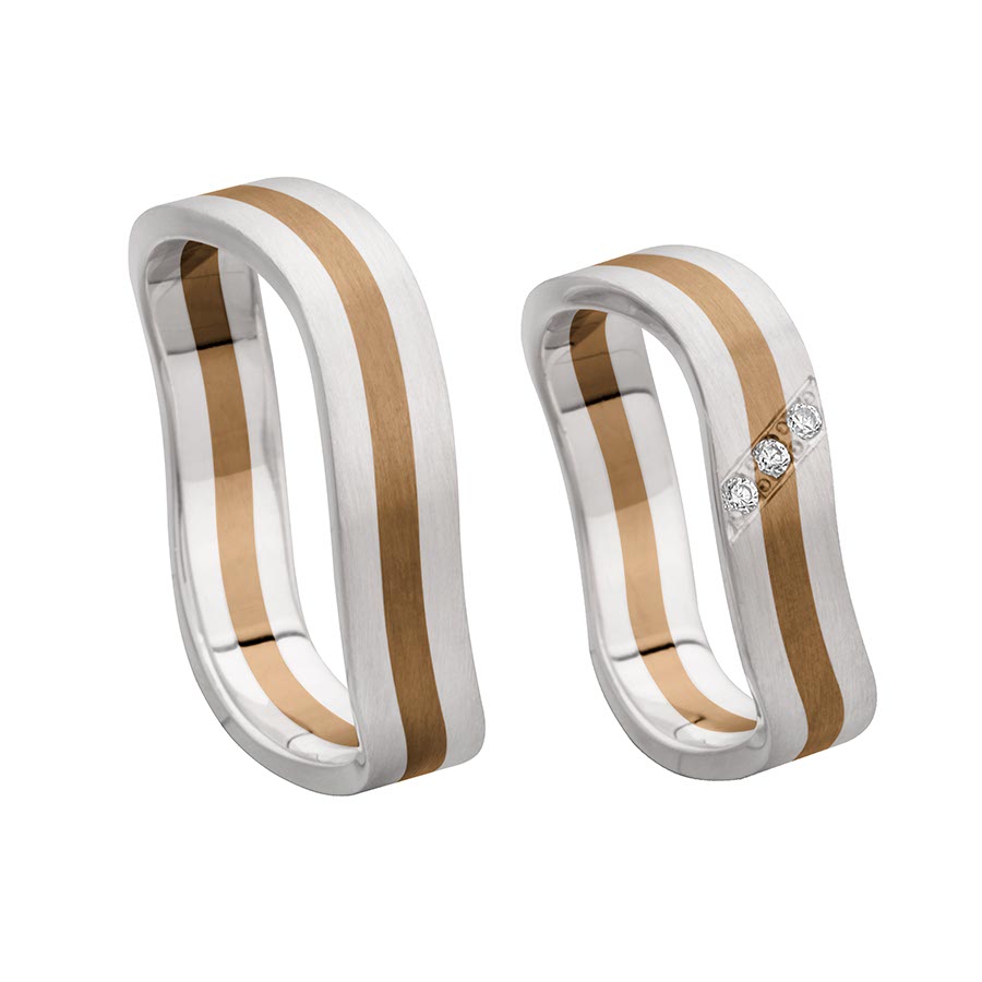 Wedding rings 375 Rotgold, Weißgold+Pd 518115-48